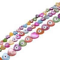 Perles de coquille colore naturelle, coeur, DIY & motif de mauvais œil, plus de couleurs à choisir, Longueur:38 cm, Vendu par PC