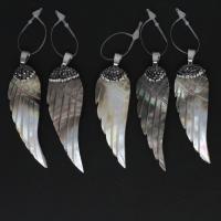 Shell Pendants Brass with Rhinestone Clay Pave & Shell Wing Shape mixed colors Sold By PC