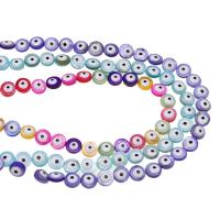 Natural Colored Shell Beads, Flat Round, DIY & evil eye pattern, more colors for choice, Sold Per 38 cm Strand