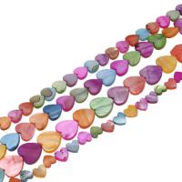 Perles de coquille colore naturelle, coeur, DIY, multicolore, Vendu par 38 cm brin