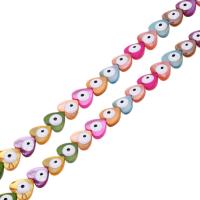 Abalorios de Nácar Colorido Natural, Corazón, Bricolaje & patrón de malvado de ojo, multicolor, Vendido para 38 cm Sarta