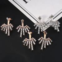 Ear Jackets, Tibetan Style, plated, fashion jewelry & for woman & with rhinestone, more colors for choice, 35x27mm, Sold By Pair