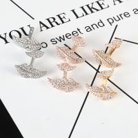 Ear Jackets Zinc Alloy Leaf plated fashion jewelry & for woman & with rhinestone Sold By Pair