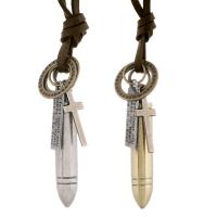 Zinklegierung Schmuck Halskette, mit Rindsleder Schnur & Eisen, plattiert, Modeschmuck & unisex, keine, 50x8mm, Länge:70-73 cm, verkauft von PC