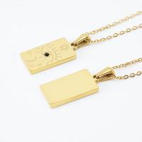 Titanium Steel Necklace, with 1.97 extender chain, Square, gold color plated, fashion jewelry & different designs for choice, golden, 12.20x21.30mm, Length:45 cm, Sold By PC