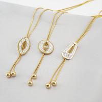 Stainless Steel Jewelry Necklace gold color plated Adjustable & with rhinestone golden 26mm Length 73 cm Sold By PC