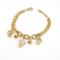 Stainless Steel Jewelry Bracelet, gold color plated, fashion jewelry & different styles for choice & with rhinestone, golden, Length:Approx 21 cm, Sold By PC