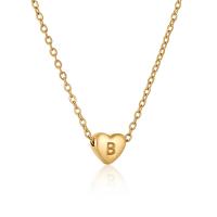 Stainless Steel Jewelry Necklace, gold color plated, fashion jewelry & different styles for choice & with letter pattern, golden, 7x8mm, Length:45 cm, Sold By PC