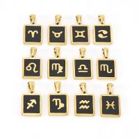 Stainless Steel Jewelry Necklace gold color plated Zodiac & enamel golden Length 114.3 Inch Sold By PC