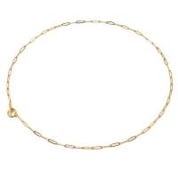Corrente de colar, aço inoxidável, cromado de cor dourada, joias de moda & cadeia oval, dourado, comprimento 50 cm, vendido por PC