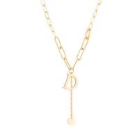 Titanium Steel Necklace Letter D gold color plated fashion jewelry golden Length Approx 48.3 cm Sold By PC