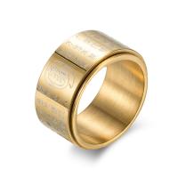 Titanium Čelik Finger Ring, pozlaćen, bez spolne razlike & različite veličine za izbor & sa slovom uzorkom, više boja za izbor, Veličina:6-12, Prodano By PC