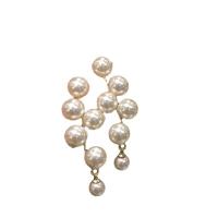 Pendientes, aleación de zinc, con Perlas plásticas, chapado en color dorado, Estilo coreano & para mujer, 40mm, Vendido por Par