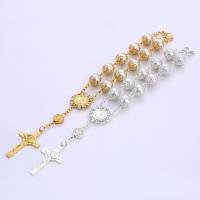 alliage de zinc Bracelet de perles de prière, avec perle de verre, croix, Placage, unisexe & avec strass, plus de couleurs à choisir, 10mm, Longueur:Environ 7 pouce, Vendu par PC