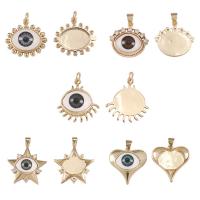 Cubic Zirconia Micro Pave Brass Pendant with Plastic Evil Eye 18K gold plated & micro pave cubic zirconia Sold By PC
