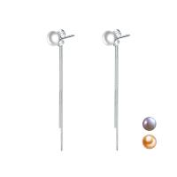 Freshwater Pearl Earrings, 925 Sterling Silver, with Freshwater Pearl, for woman, more colors for choice, 68mm, Sold By Pair