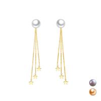 Freshwater Pearl Earrings, 925 Sterling Silver, with Freshwater Pearl, plated, for woman, more colors for choice, 72mm, Sold By Pair