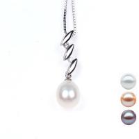 Freshwater Pearl Pendants, 925 Sterling Silver, with Freshwater Pearl, with rhinestone, more colors for choice, 9x30mm, Hole:Approx 1.5mm, Sold By PC