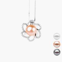 Freshwater Pearl Pendants, 925 Sterling Silver, with Freshwater Pearl, with rhinestone, more colors for choice, 9x17mm, Hole:Approx 1.5mm, Sold By PC
