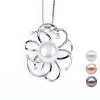 Freshwater Pearl Pendants, 925 Sterling Silver, with Freshwater Pearl, with rhinestone, more colors for choice, 23.80x29mm, Sold By PC