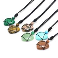 Natural Gemstone Necklace, with Nylon Cord, Heart, different materials for choice & Unisex, more colors for choice, 30x28mm, Length:24 Inch, Sold By PC