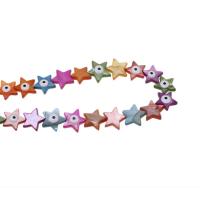 Natural Colored Shell Beads, Star, DIY & evil eye pattern & enamel, multi-colored, 12mm, Sold Per 38 cm Strand