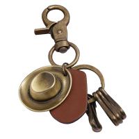 Zinc Alloy Key Clasp with Full Grain Cowhide Leather Hat fashion jewelry & for woman Sold By PC