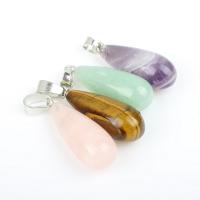 Gemstone Pendants Jewelry, with Tibetan Style, Teardrop, fashion jewelry, more colors for choice, 10x30mm, Sold By PC