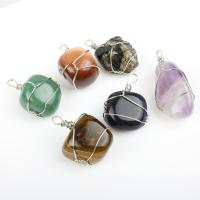 Gemstone Pendants Jewelry, with Tibetan Style, fashion jewelry, more colors for choice,  25*38-22*50mm, Sold By PC