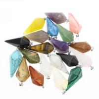 Gemstone Pendants Jewelry, with Tibetan Style, fashion jewelry, more colors for choice, 16x36mm, Sold By PC