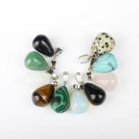 Pingentes em  jóias, misto de pedras semi-preciosas, with liga de zinco, Lágrima, joias de moda, Mais cores pare escolha, 8x16mm, vendido por PC