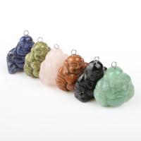 Edelsteen Hangers Sieraden, met Zinc Alloy, Boeddha, mode sieraden, meer kleuren voor de keuze, 27x32x12mm, Verkocht door PC