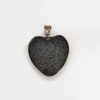 lave volcanique Pendentif, avec alliage de zinc, coeur, bijoux de mode, noire, 30x33mm, Vendu par PC