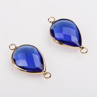 Blue Quartz Connector with Zinc Alloy Teardrop gold color plated fashion jewelry & faceted blue Sold By PC