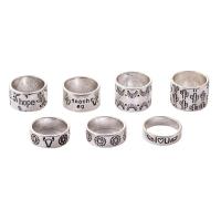 Juego de anillos de aleación de zinc, anillo de dedo, Donut, chapado en color de plata, unisexo, libre de níquel, plomo & cadmio, 18mm, 7PCs/Set, Vendido por Set