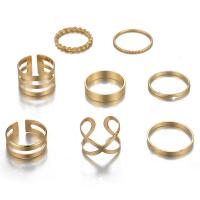 Juego de anillos de aleación de zinc, chapado, 8 piezas, más colores para la opción, libre de níquel, plomo & cadmio, 8PCs/Set, Vendido por Set