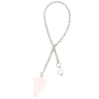 Rose Quartz Pendulum, with Stainless Steel, Conical, silver color plated, Unisex, pink, 12mmx20mm,8mm, Length:Approx 7.87 Inch, Sold By PC