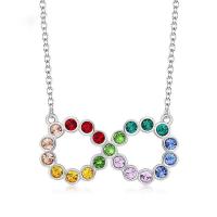 Элемента Кристалл АА класса Crystal ожерелье, 925 пробы, с сваровский, с 1.97Inch наполнитель цепи, покрытый платиной, граненый, цвета радуги, 12x25mm, Продан через Приблизительно 15.75 дюймовый Strand