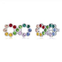 CRYSTALLIZED™ Element Crystal Earring, 925 Sterling Silver, with CRYSTALLIZED™, sterling silver post pin, platinum plated, faceted, rainbow colors, 9x19mm, Sold By Pair
