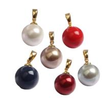 Shell Pearl Pendant with Zinc Alloy gold color plated fashion jewelry 10-14mm Sold By PC