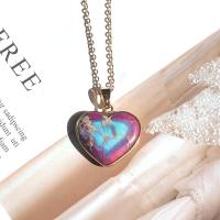 Natural Gemstone Necklace Zinc Alloy with Gemstone Heart plated oval chain & for woman Length Approx 16.5 Inch Sold By PC