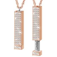 Ожерелья из латуни, Латунь, Прямоугольная форма, плакированный цветом розового золота, разные стили для выбора & Женский & со стразами, не содержит никель, свинец, 6x29.70mm, длина:Приблизительно 19.68 дюймовый, продается PC