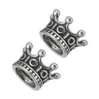 Stainless Steel Large Hole Beads, Crown, original color, 11x6x6mm, Hole:Approx 5mm, 10PCs/Lot, Sold By Lot