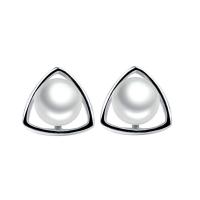 Freshwater Pearl Earrings, 925 Sterling Silver, with Freshwater Pearl, plated, different size for choice & for woman, more colors for choice, 10x10mm, Sold By Pair
