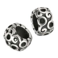 Edelstahl-Perlen mit großem Loch, Edelstahl, originale Farbe, 8x15x15mm, Bohrung:ca. 8mm, 10PCs/Menge, verkauft von Menge