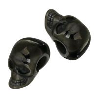 Stainless Steel Large Hole Beads, Skull, gun black plated, 9x16x13mm, Hole:Approx 5mm, 10PCs/Lot, Sold By Lot
