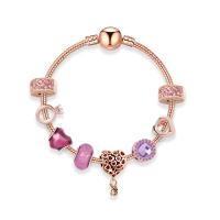 European Bracelet, Tibetan Style, with Lampwork, rose gold color plated, different size for choice & for woman & enamel & with rhinestone, Hole:Approx 5mm, Sold By PC
