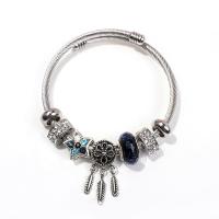 European Bracelet Stainless Steel with zinc alloy bead & Crystal & for woman & enamel original color Sold By PC