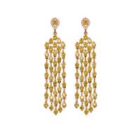 Fashion Fringe Earrings, Tibetan Style, plated, micro pave cubic zirconia & for woman, more colors for choice, 14x65mm, Sold By Pair