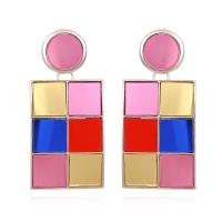 Acrylic Jewelry Earring Zinc Alloy with Acrylic platinum color plated for woman multi-colored Sold By Pair